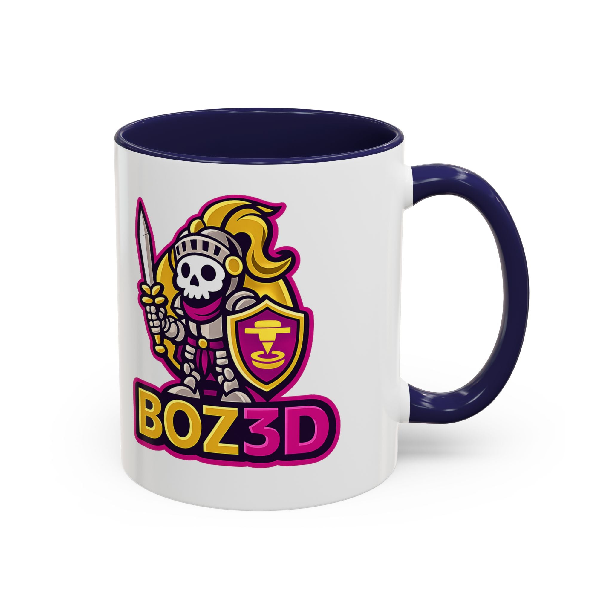 Skull Knight Logo Accent Coffee Mug (11/15oz) — BOZ3D Gaming Drinkware