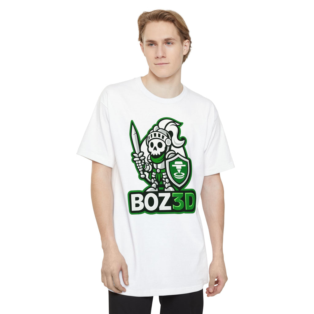 BOZ3D Skeleton Knight Color Logo T-Shirt | White & Green 3D Printing Maker Tall Tee