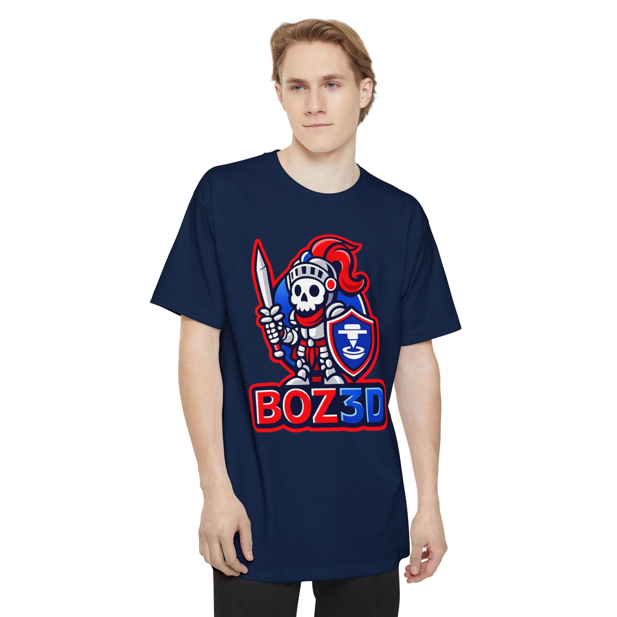 BOZ3D Skeleton Knight Color Logo T-Shirt | Red, White & Blue 3D Printing Maker Tee