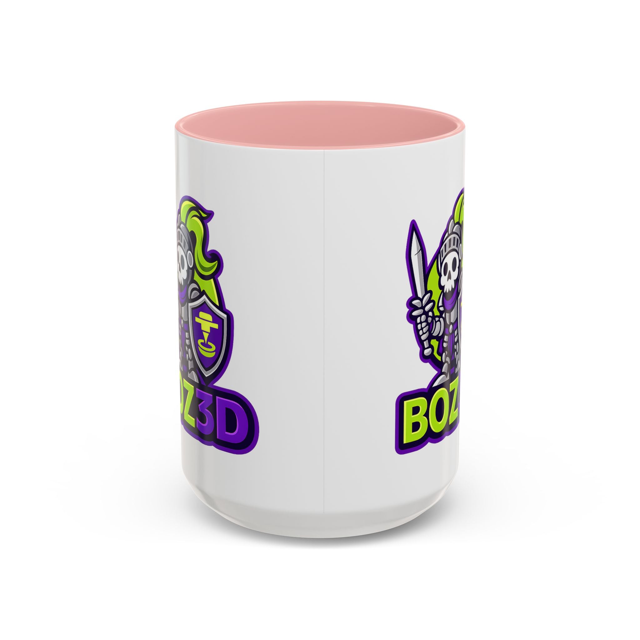Boz3D Knight Logo Accent Coffee Mug — Gamer/Streamer Skull Knight Design (11/15oz)