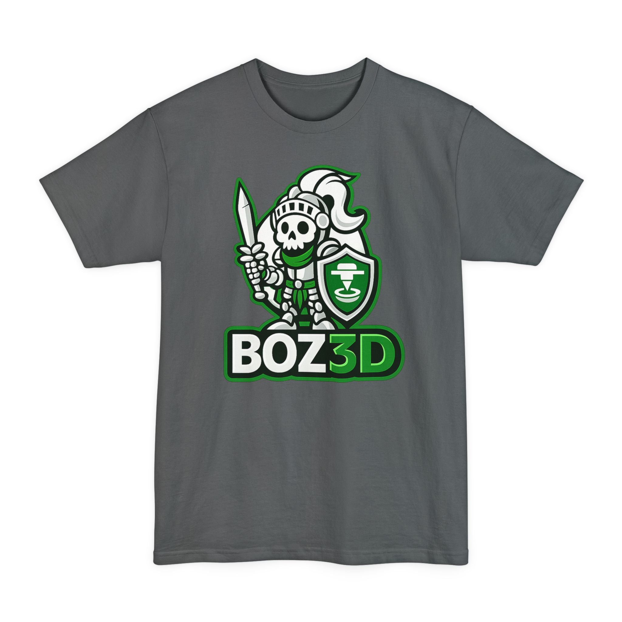 BOZ3D Skeleton Knight Color Logo T-Shirt | White & Green 3D Printing Maker Tall Tee