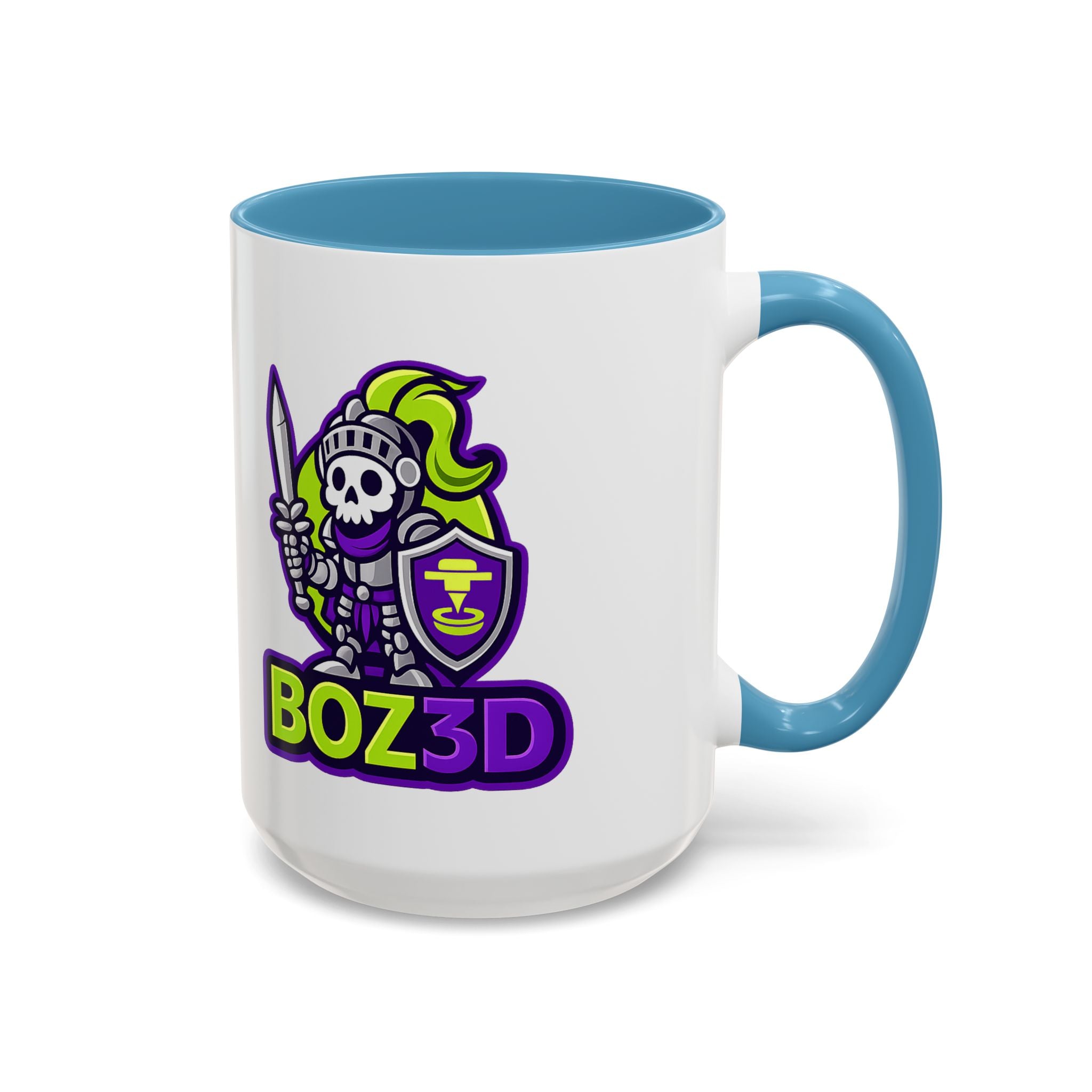 Boz3D Knight Logo Accent Coffee Mug — Gamer/Streamer Skull Knight Design (11/15oz)