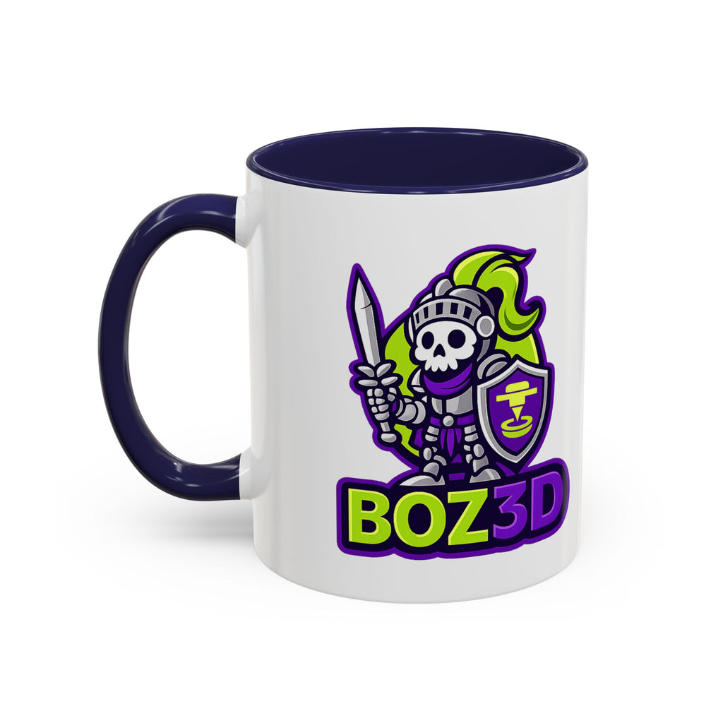 Boz3D Knight Logo Accent Coffee Mug — Gamer/Streamer Skull Knight Design (11/15oz)