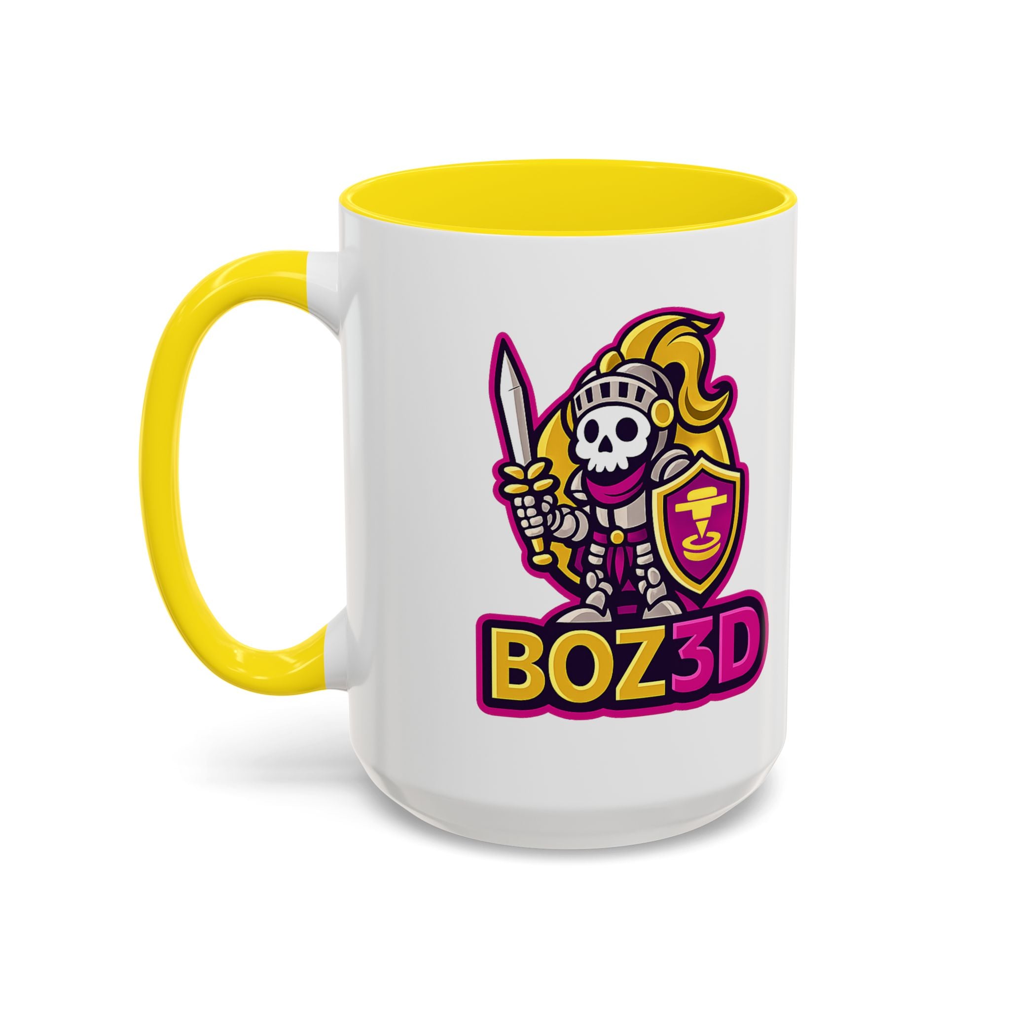 Skull Knight Logo Accent Coffee Mug (11/15oz) — BOZ3D Gaming Drinkware