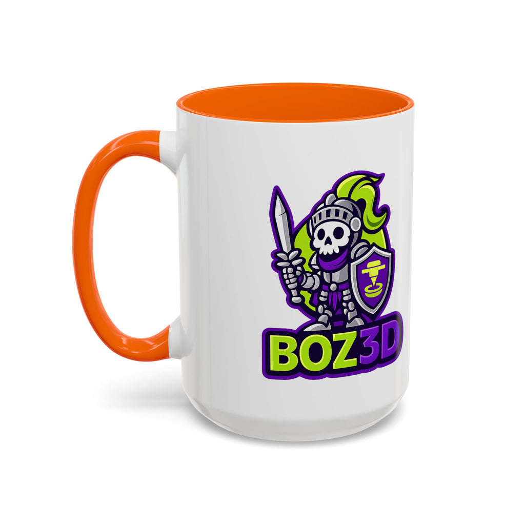 Boz3D Knight Logo Accent Coffee Mug — Gamer/Streamer Skull Knight Design (11/15oz)