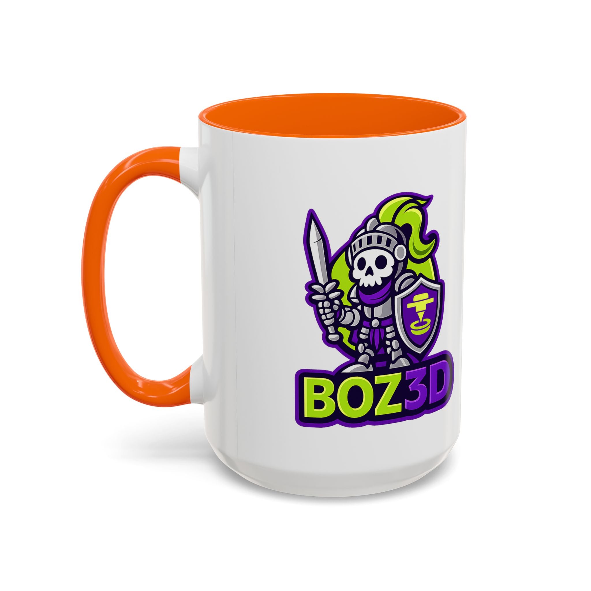 Boz3D Knight Logo Accent Coffee Mug — Gamer/Streamer Skull Knight Design (11/15oz)