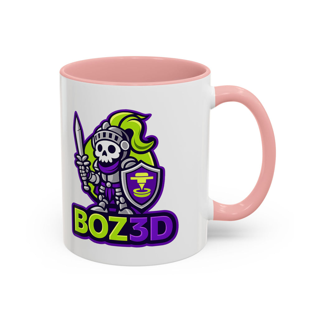 Boz3D Knight Logo Accent Coffee Mug — Gamer/Streamer Skull Knight Design (11/15oz)