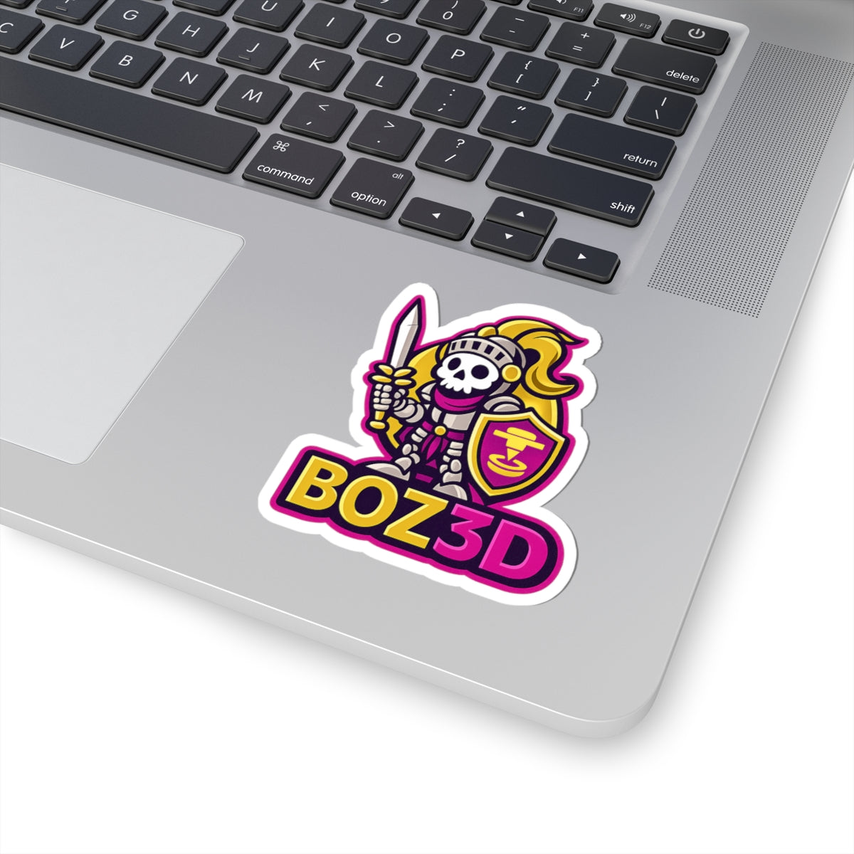 BOZ3D Skeleton Knight Sticker | Gold & Pink 3D Printing Maker Decal