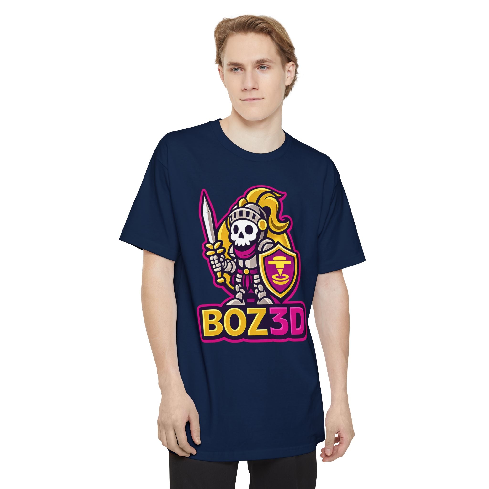 BOZ3D Skeleton Knight Color Logo T-Shirt | Gold & Pink 3D Printing Maker Tee
